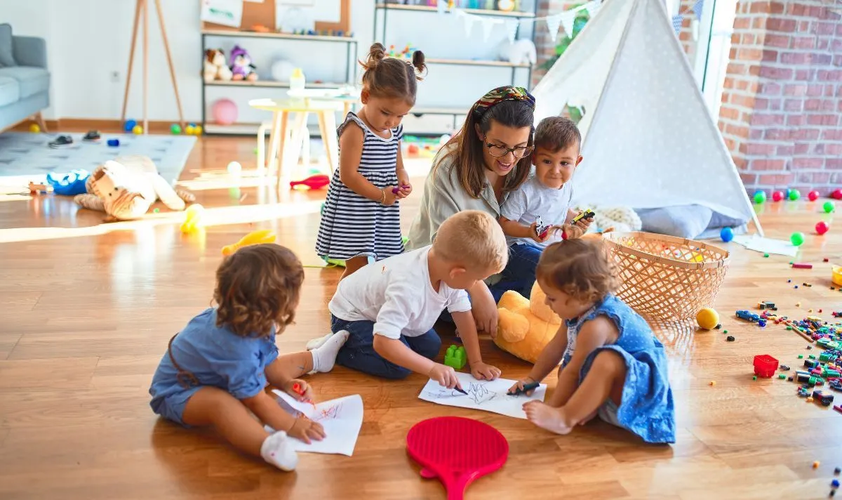 Happy children playing at daycare