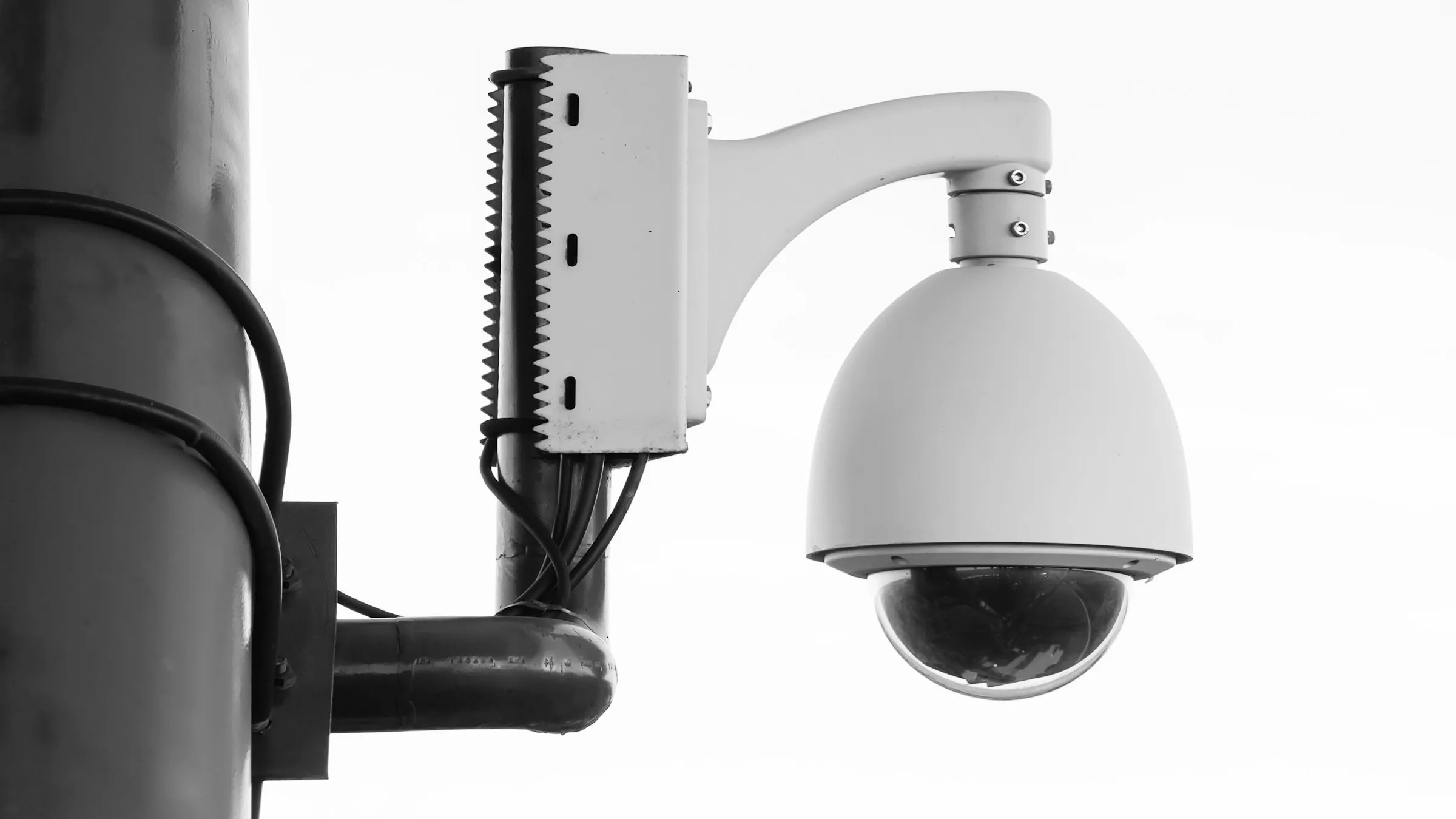 Security camera on a post standing watch