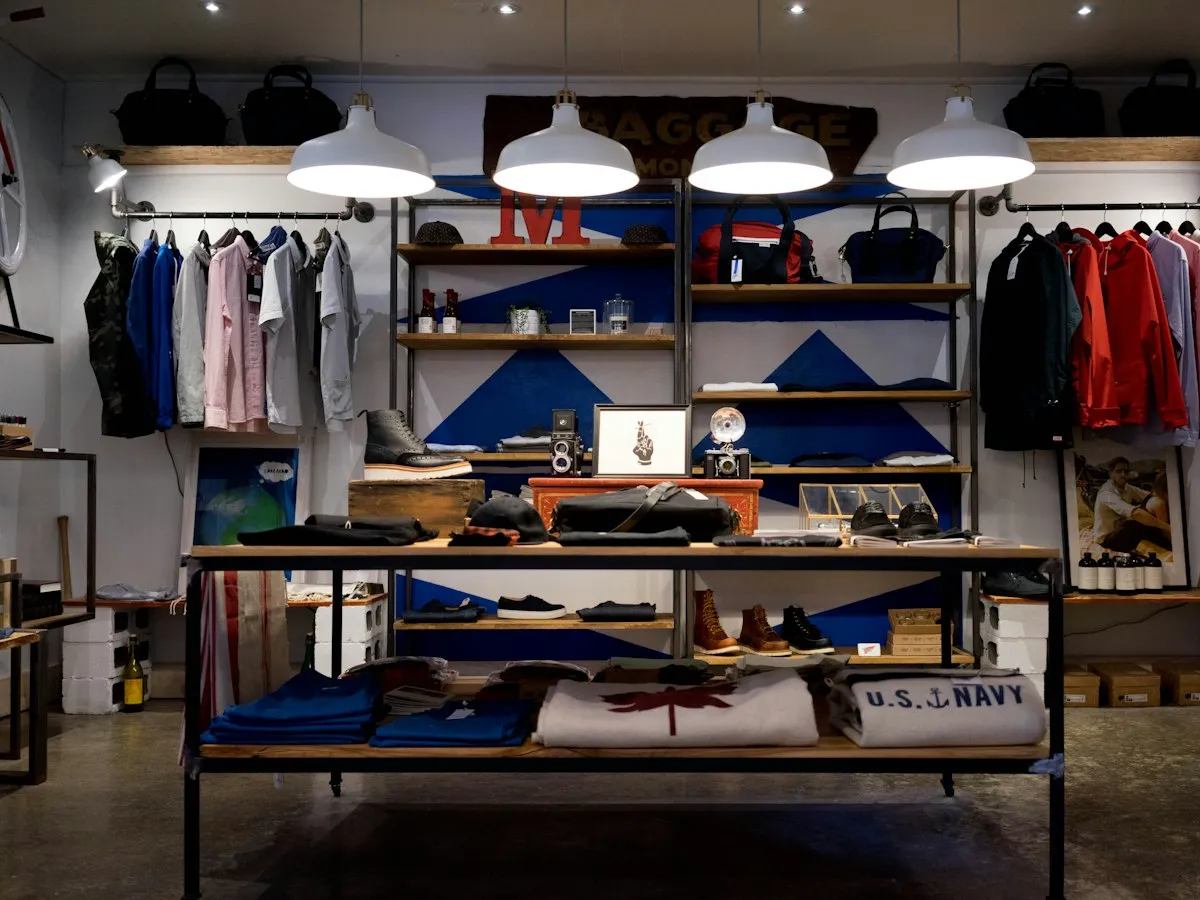 Retail store interior with merchandise on display