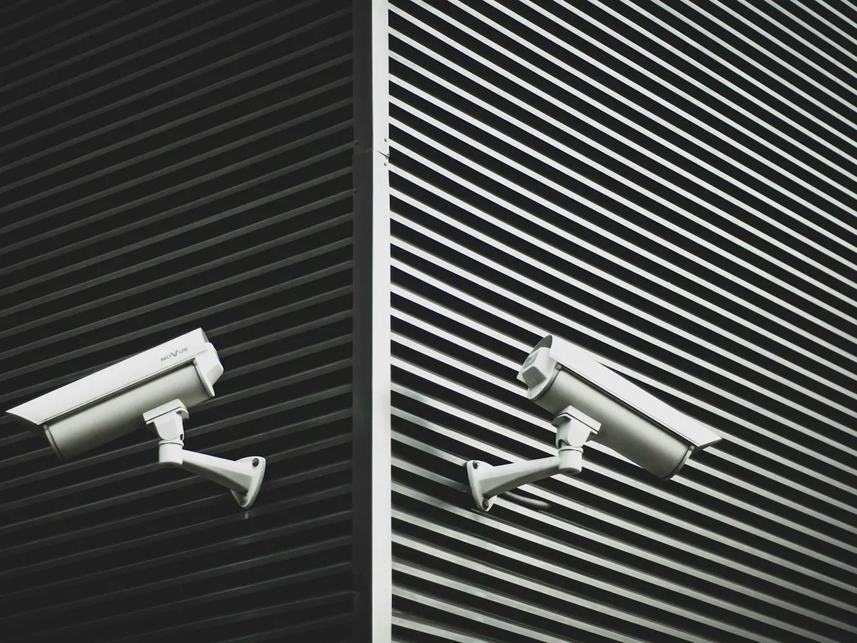 CCTV cameras guarding a secured area